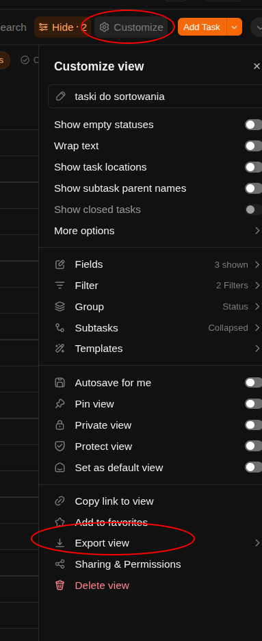 ClickUp export step 1